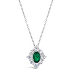 Victoria 39 Necklace Crystalline Oval in a Halo - Emerald Green