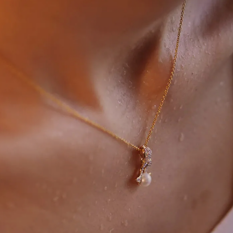 Ocean 14kt Gold Vermeil CZ Dolphin Necklace