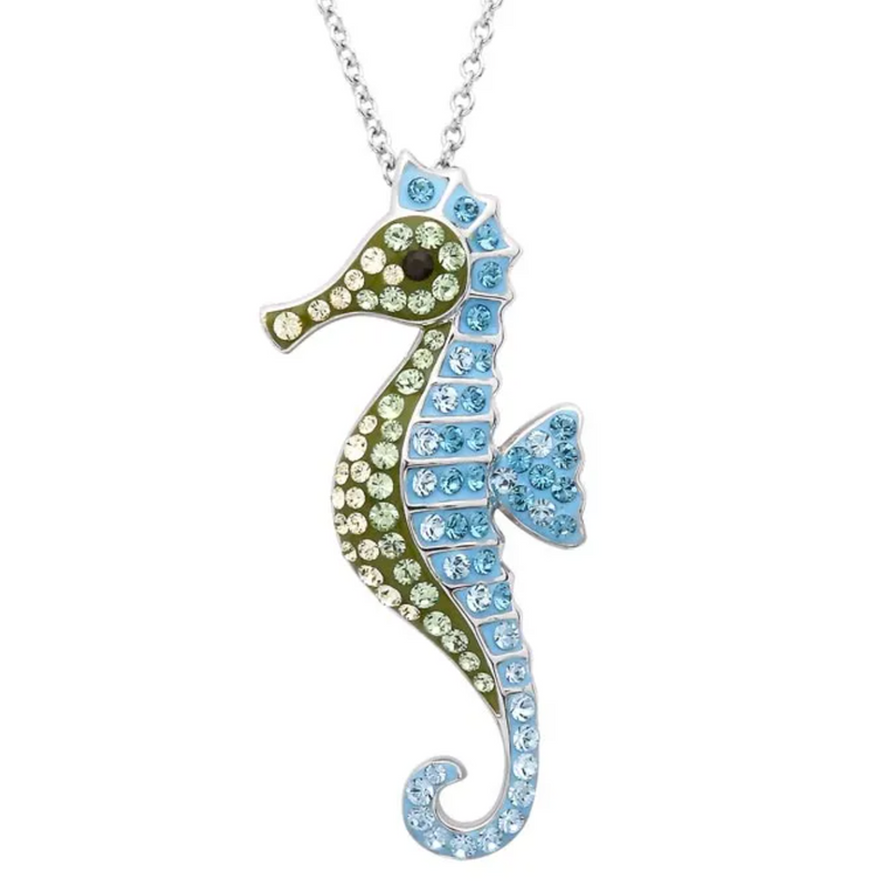 Ocean SS Crystal Sea Horse Necklace