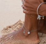 Ocean SS Sand Dollar Rose Gold with White Crystals Ankle Bracelet