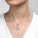 Pave Pink Ribbon Necklace