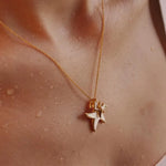 Ocean Mother and Baby Starfish 14K Gold Vermeil Mother of Pearl Necklace