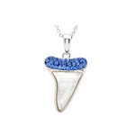 Ocean SS MOP/Sapphire Crystal Shark Tooth Necklace