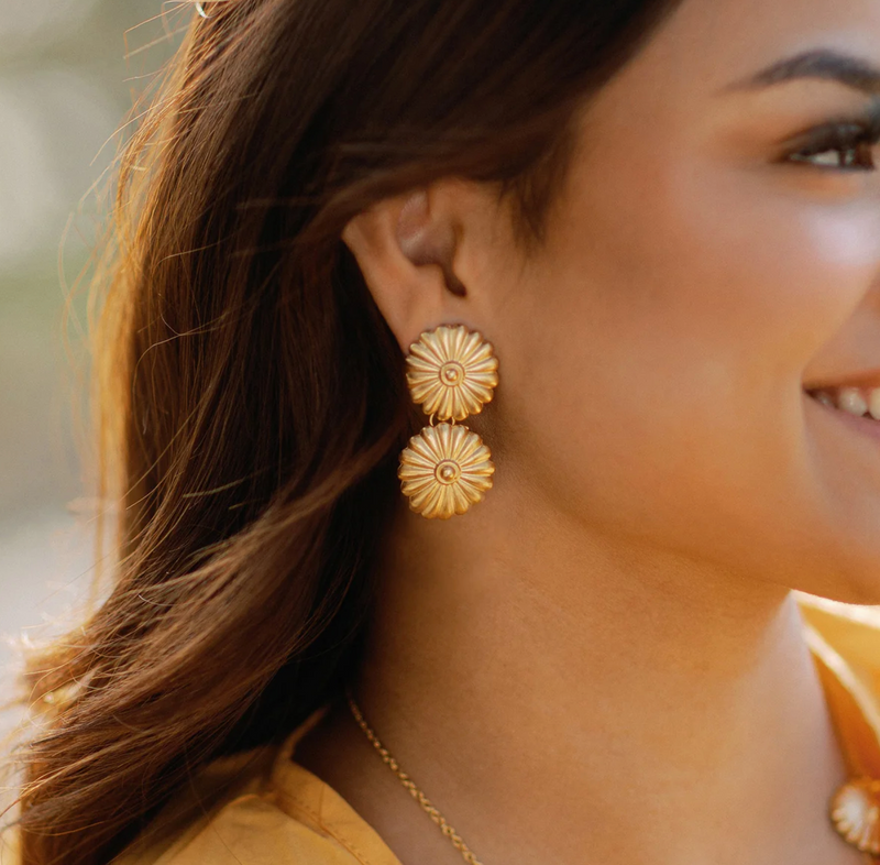 Gold Connie Double Concho Earring