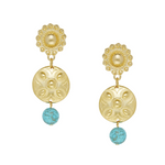 Double Concho/Turquoise Earring