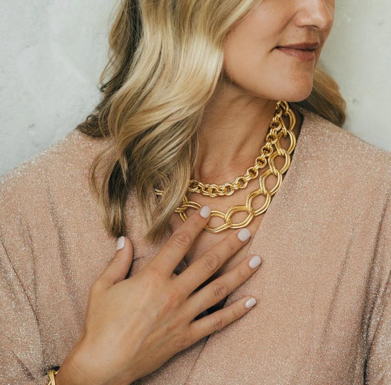 16" Gold Double Link Chain Necklace