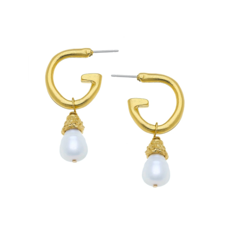 "Gigi" Hand Cast Glass with Genuine Freshwater Pearl Earring