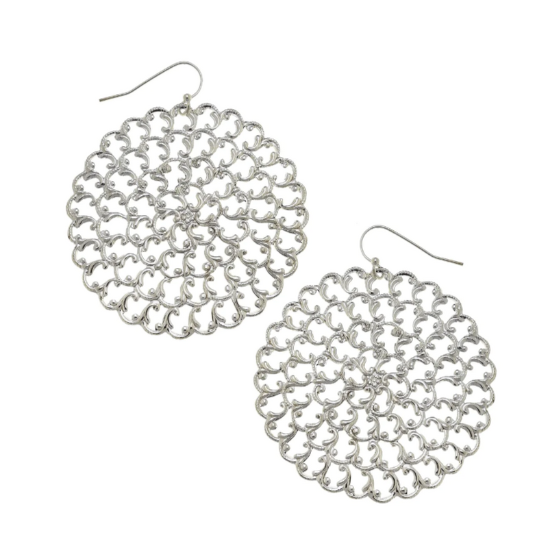 Silver Large Round Filigree Earring