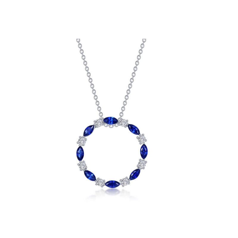 Fancy Lab-Grown Sapphire Open Circle Necklace