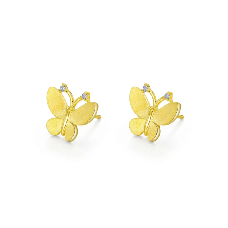 Gold 0.06 Butterfly Stud Earrings