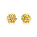 Gold 0.9 CTW Cluster Button Earrings