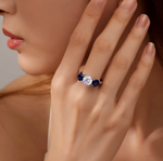 Fancy Lab-Grown Sapphire Three-Stone Ring
