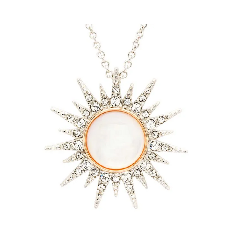 Ocean SS MOP/Crystal Rose Gold Sun Necklace