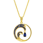 14kt Gold Vermeil Blue Lab Sapphire Wave Necklace