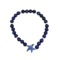 Sterling Silver Star Fish Lapis Stretchy Bracelet