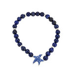 Sterling Silver Star Fish Lapis Stretchy Bracelet