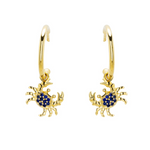 14kt Gold Vermeil Blue and White Lab Sapphire Crab Earrings