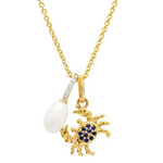 14kt Gold Vermeil Blue and White Lab Sapphire Crab Necklace