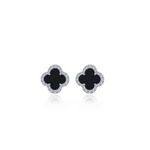 0.4 CTW Halo Stud Earrings - Black Onyx