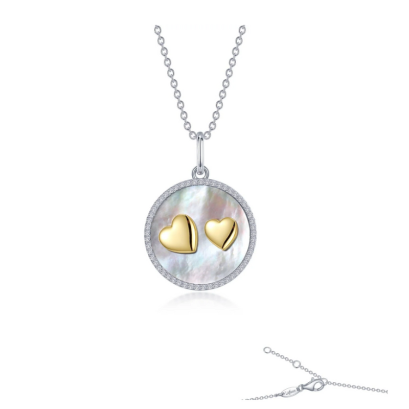 0.53 CTW Mother of Pearl Heart Necklace