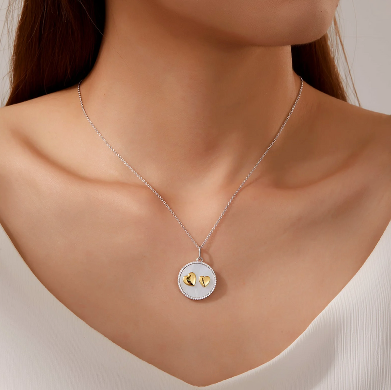 0.53 CTW Mother of Pearl Heart Necklace