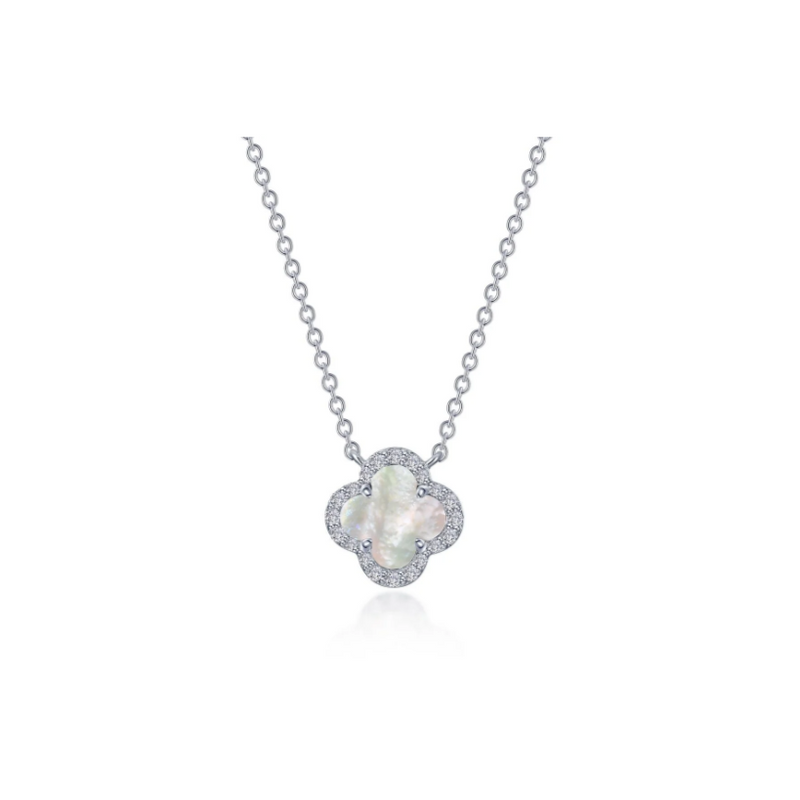 0.49 CTW Mother of Pearl Halo Necklace