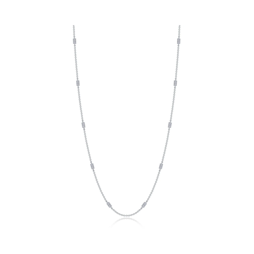 0.6 CTW Silver Adjustable Station Necklace