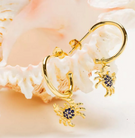 14kt Gold Vermeil Blue and White Lab Sapphire Crab Earrings