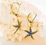 14k Gold Vermeil Blue Lab Sapphire Star Fish Earrings