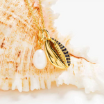 14kt Gold Vermeil Blue Lab Sapphire Cowrie Shell Necklace