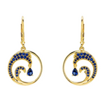 Ocean Gold Vermeil Blue Lab Sapphire Wave Earrings