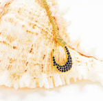 14kt Gold Vermeil Blue Lab Sapphire Fish Hook Necklace