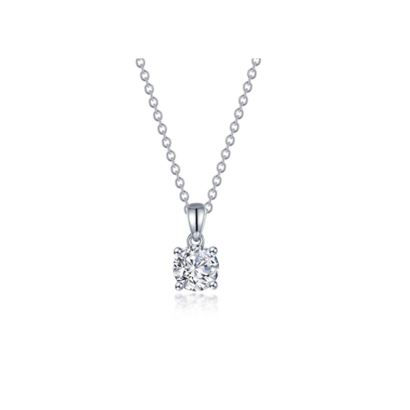 0.85 CTW Silver 4-Prong Solitaire Necklace