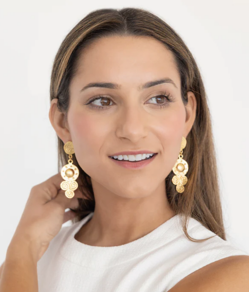 Gold Sardinia Drop Stud Earrings