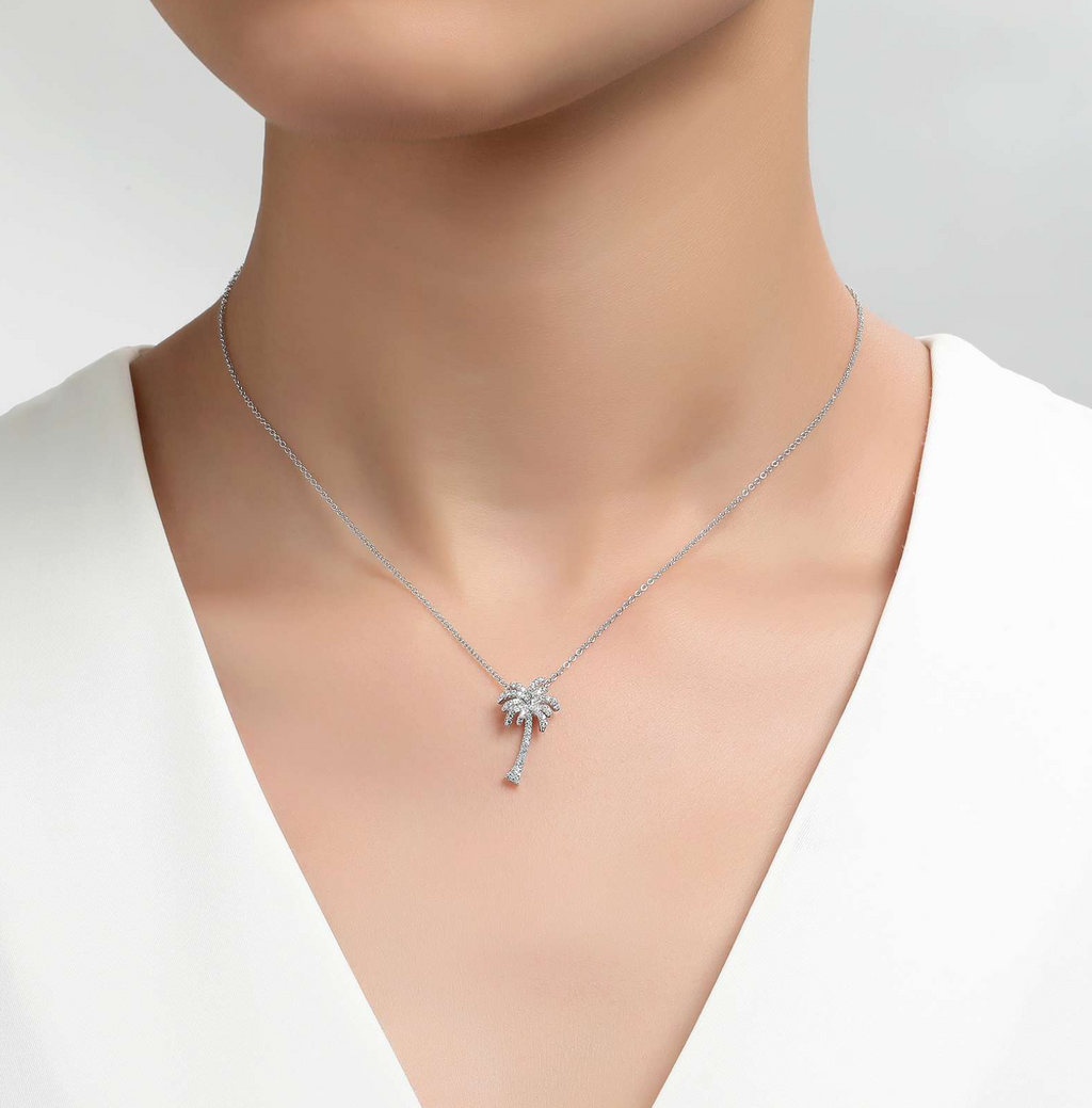 Small Pave Palm Tree Necklace