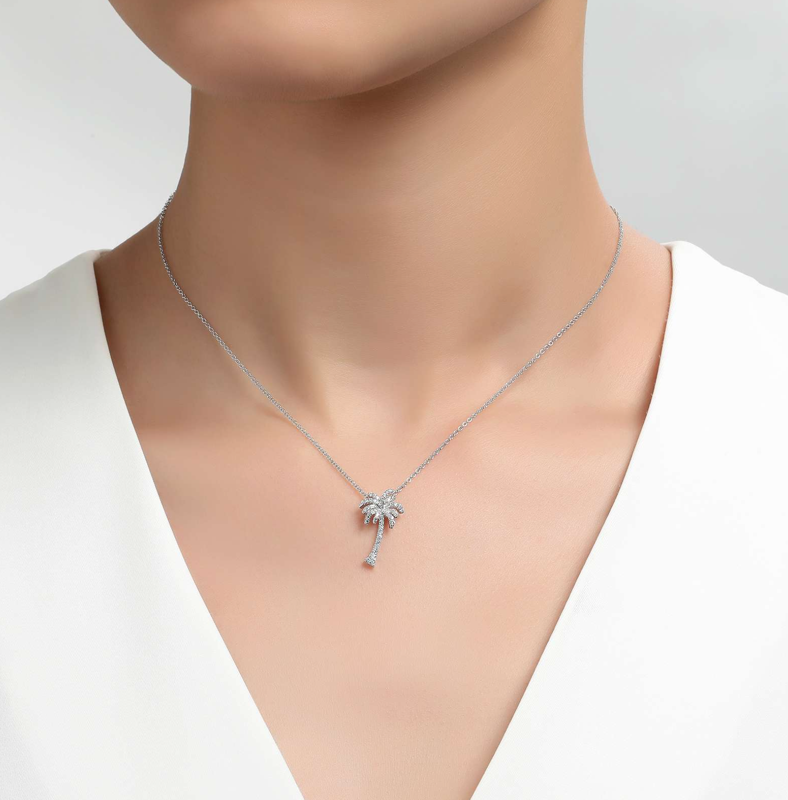 Small Pave Palm Tree Necklace