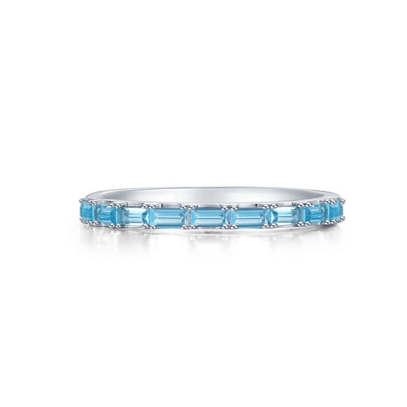 0.9 CTTW Baguette Half-Eternity Band Blue Topaz