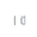 1.0 CTW 3-Stone Huggie Silver Hoop Earrings