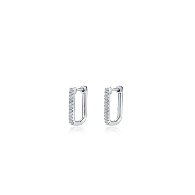 15mm x 11mm Rectangle Silver Hoop Earrings