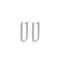 25mm x 14.3mm Rectangle Silver Hoop Earrings