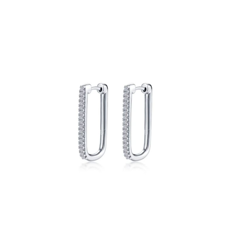 25mm x 14.3mm Rectangle Silver Hoop Earrings