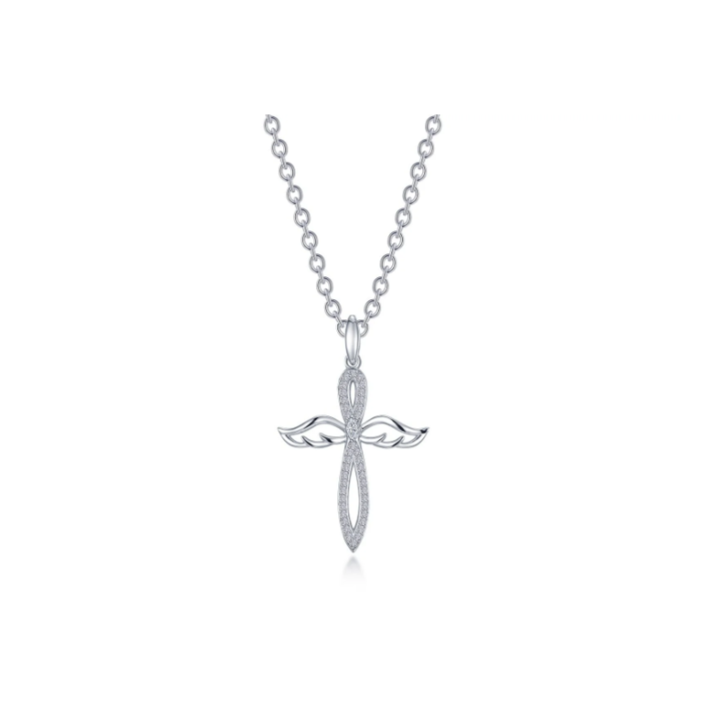 0.74 CTW Angel Cross Necklace