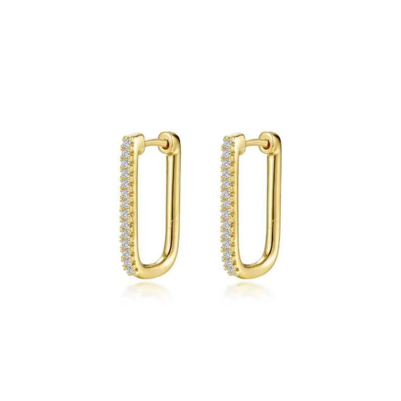 20mm x 12.5mm Rectangle Gold Hoop Earrings