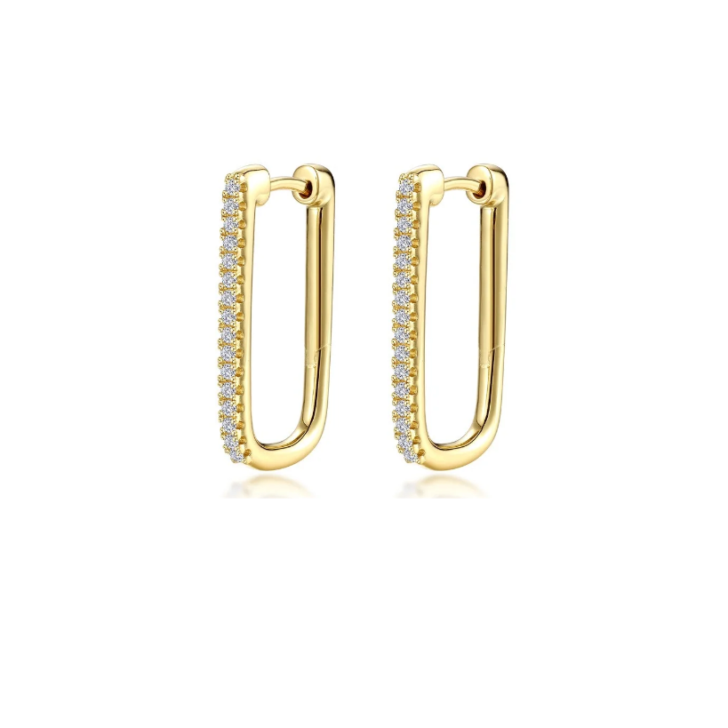 25mm x 14.3mm Rectangle Gold Hoop Earrings