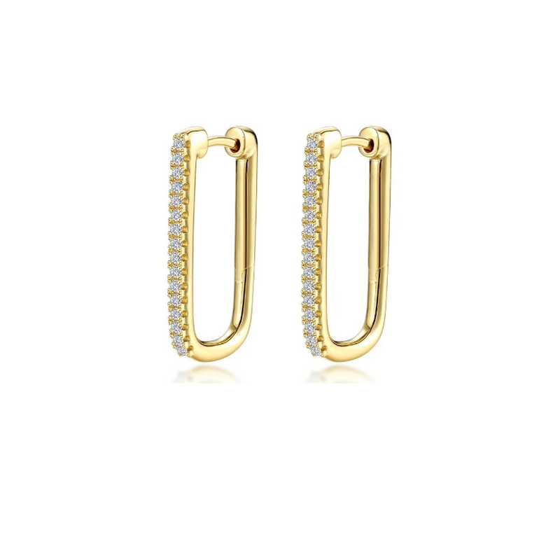 25mm x 14.3mm Rectangle Gold Hoop Earrings