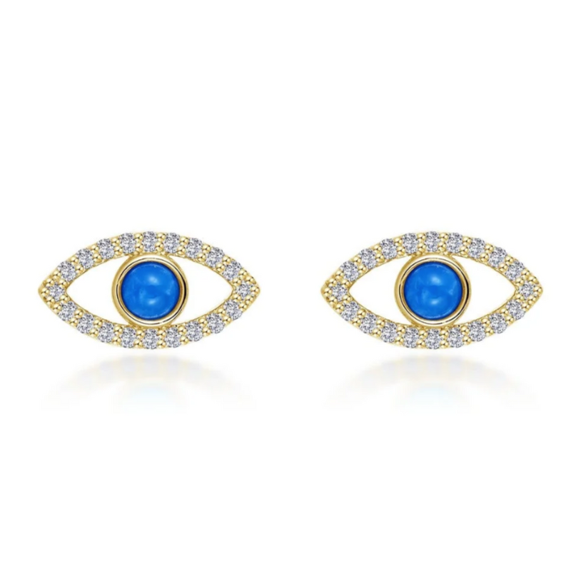 Reconstituted Turquoise Evil Eye Stud Earrings