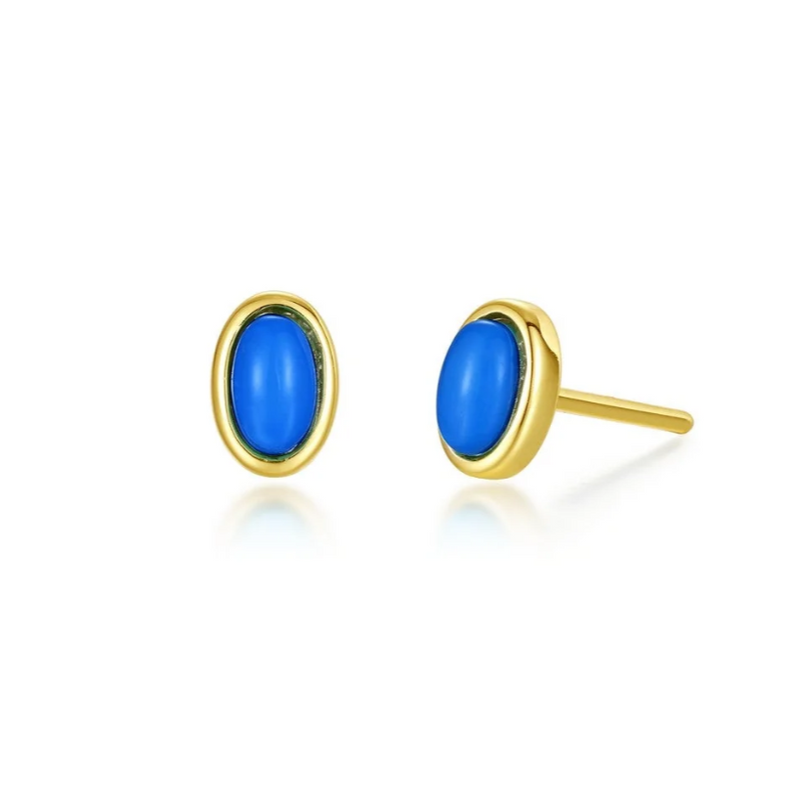 Reconstituted Turquoise Stud Earrings