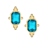 Aqua Crystal Rectangle Stud Earrings