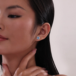 0.8 CTW Blue Topaz Halo Stud Earrings