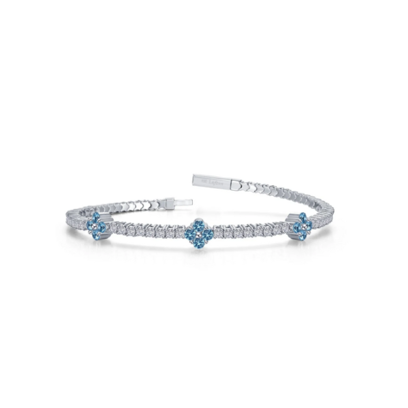 2.45 CTW Blue Topaz Station Flexible Tennis Bracelet